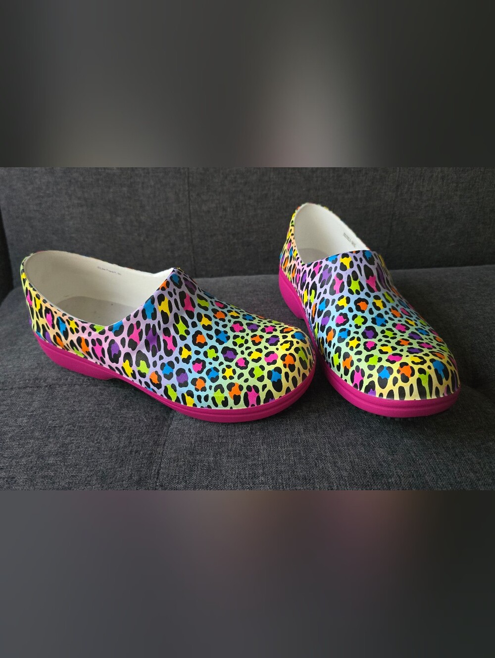 CROCS Neon Leopard Print Slip-On Clogs